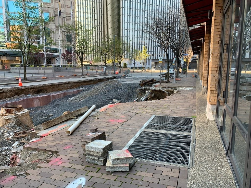 Sinkhole in Sidewalk